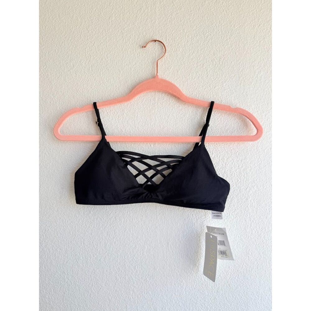 L Space Jamie Crossover Strap Convertible Bikini Top in Black size XS NWT